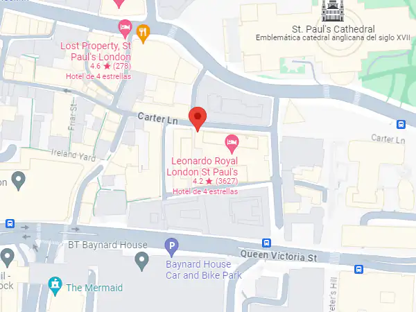 Map showing the St. Paul's salon location